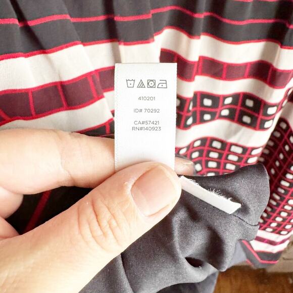 LOFT Round Neck Sheer Long Sleeve Tie Neck Knee Length Geometric Dress Medium - Picture 10 of 13